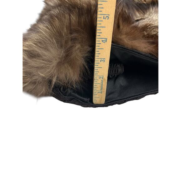 1940's-1950's Vintage Double Brown Silver Fox Hand Muff Bag Fur - Picture 12 of 12